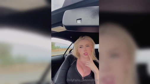 MSFIIIRE Flashing Big Titties in Car And Sucks on Pink Sextoy