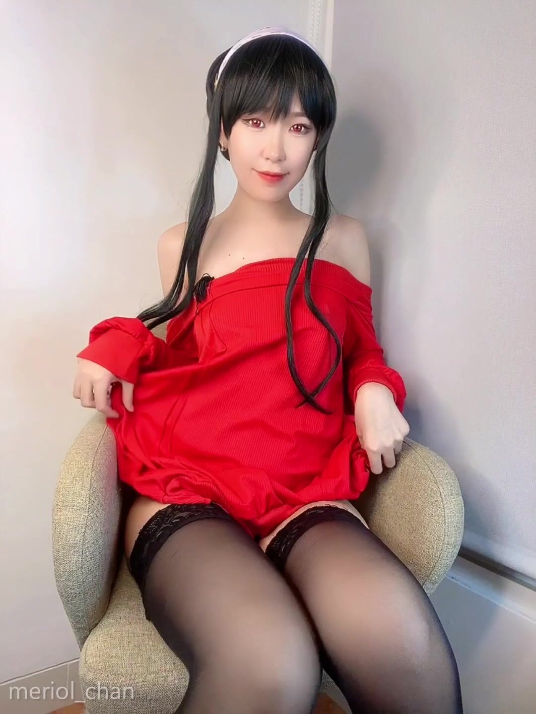 Meriol Chan Teasing In Stockings