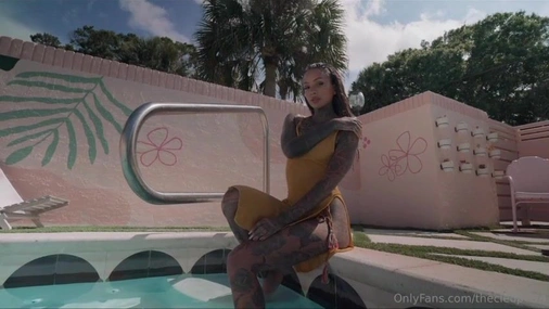 Swedish Cleo Topless Tease In Pool