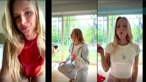 Caroline Zalog – Livestreaming in durchsichtiger Latexkleidung