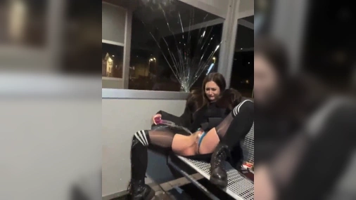 German Baddie Squirts In Public Train Station