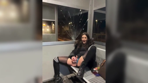 German Baddie Squirts In Public Train Station