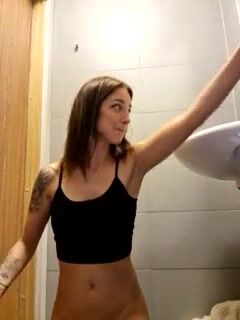 Swedish Amateur Gagging On Fingers In Public Bathroom