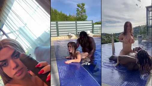 Valentina Midget Fucked By Big Black Cock In Pool