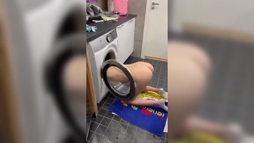 Finnish Babe Misskultanen Stuck In The Washing Machine Doggy Position