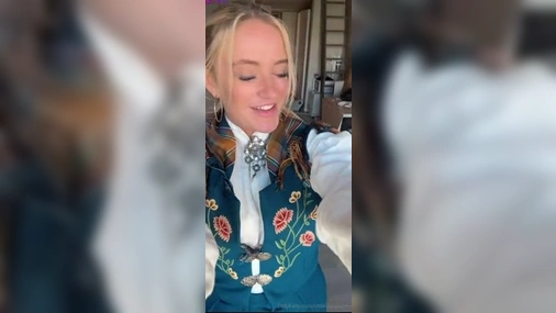 Norwegian Babe LittleLoFoten Fingers Her Tight Pussy In Norwegian National Costume