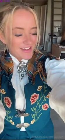 Norwegian Babe LittleLoFoten Fingers Her Tight Pussy In Norwegian National Costume