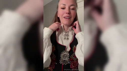 Norwegian Bunad Brunette Fingers And Squirts