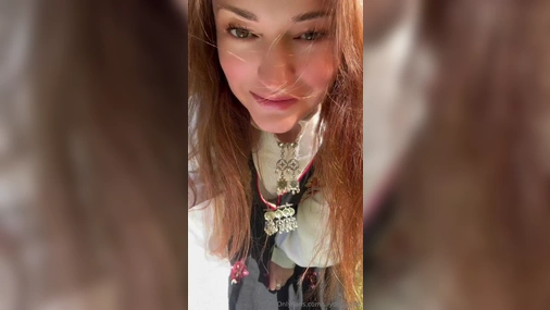 Norwegian Bunad Brunette Uses Dildo Outside
