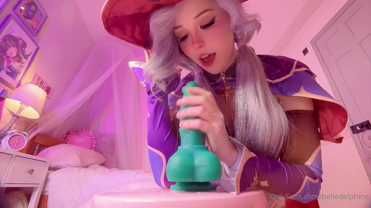 Belle Delphine Riding Huge Dildo in Witch Cosplay