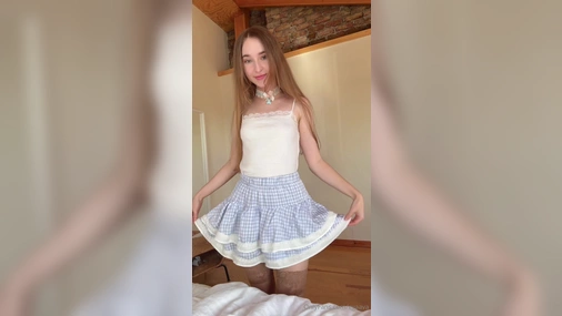 Evaava Upskirt Pussy Fuck With Big Dildo
