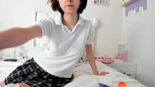Cherrycute Upskirt Solo Pussy Fuck With Dildo