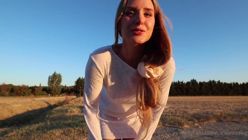 Caroline Zalog Teasing Without Bra And Panties