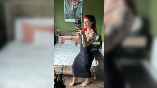 Power Midget Solo Fucking in Tight Black Dress