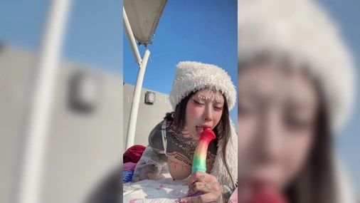 Bigcatmia Warms Up In The Cold With Her Toys