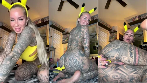 German Pikachu Girl GymGamerGirl Solo Masturbating Pussy