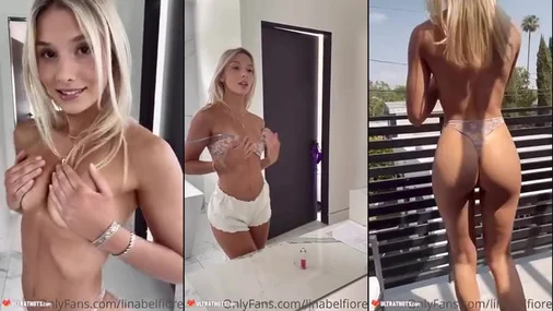 Lina Belfiore Fit Blonde Lingerie Tease with Small Tits