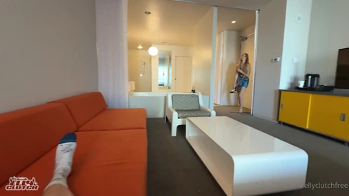 Elly Clutch Sucking And Fucking Big White Cock On Couch