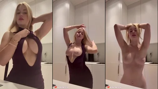 Fabienne Stripping Instead Of Cooking In The Kitchen
