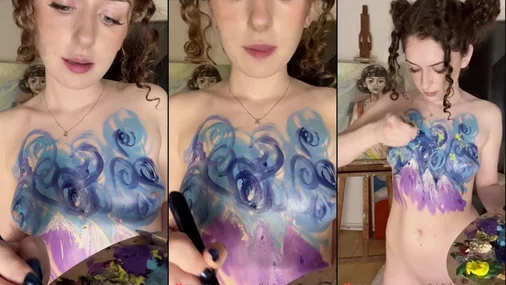Curlyjoeee Nutzt ihre nackte Brust statt einer Leinwand für ihre Kunst