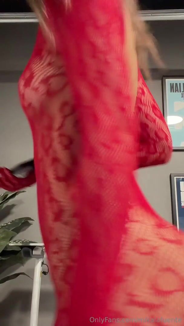 Mikala Lafuente Walks Her Treadmill In Sexy Red Laced Bodysuit
