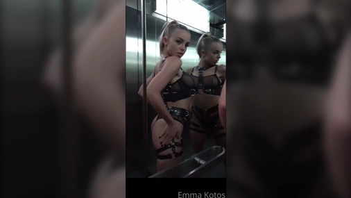 Emma Kotos Wearing Sexy Transparent Fetis Dress In Public