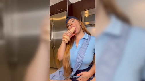 Elylabella Fucks Pussy With Dildo In The Kitchen