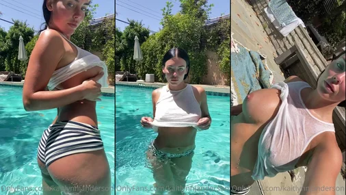 Kaitlynn Anderson Mit nassem Shirt im Freibad