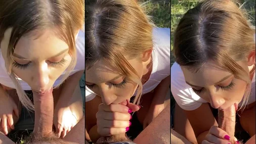 Blondie Rhi Blowjob im Wald POV