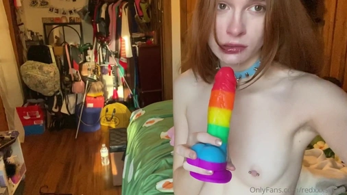 Redxxxsuede Blowjob With Dildo Wearing Spiked Collar